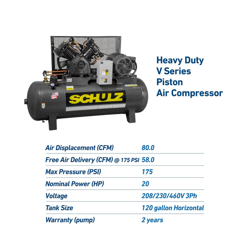 Schulz 20120HLV80BR-3 Piston Air Compressor