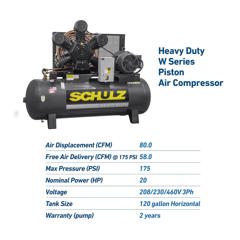 Schulz 20120HWV80X-3 Piston Air Compressor
