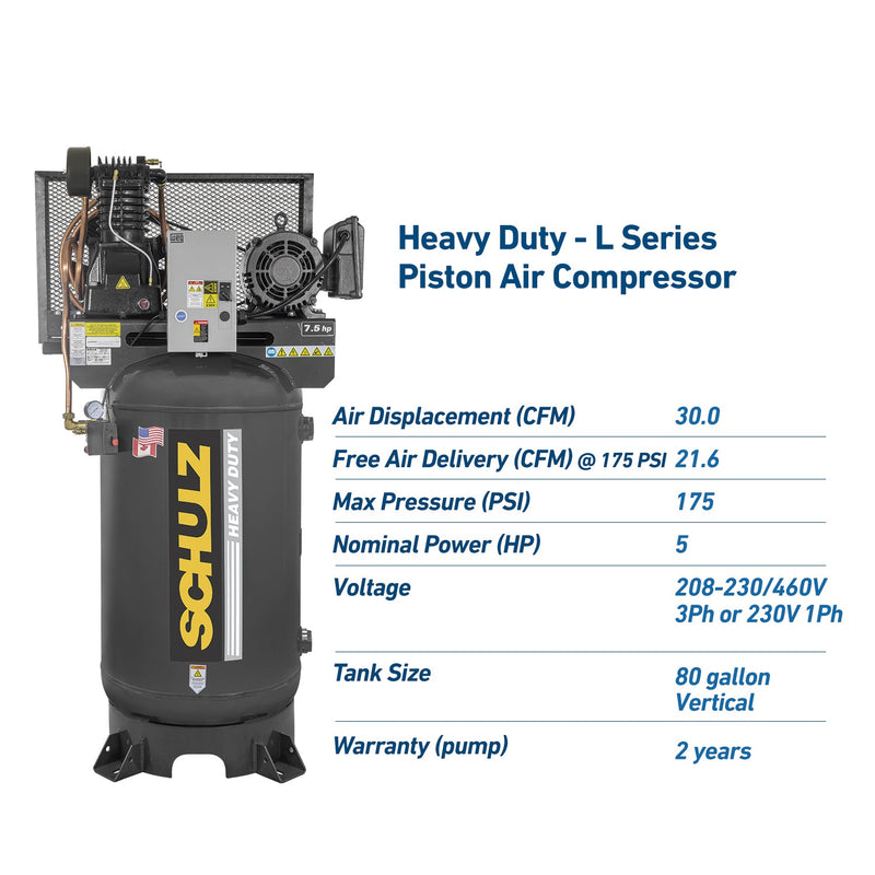 Schulz 7580VL30X-1 Piston Air Compressor