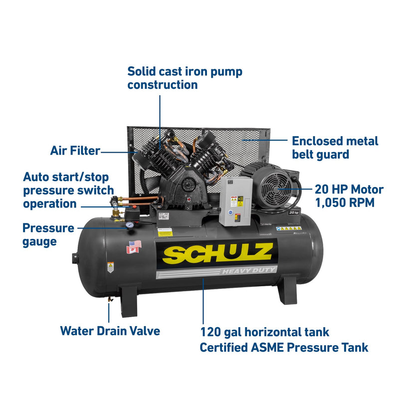 Schulz 20120HLV80BR-3 Piston Air Compressor