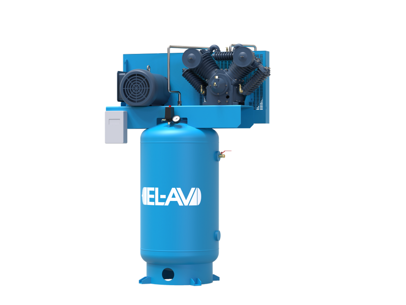 EL-AV BL601080GVP1P Two-Stage Cast-Iron Vertical Piston Compressor 10HP 80-Gallon Single-Phase