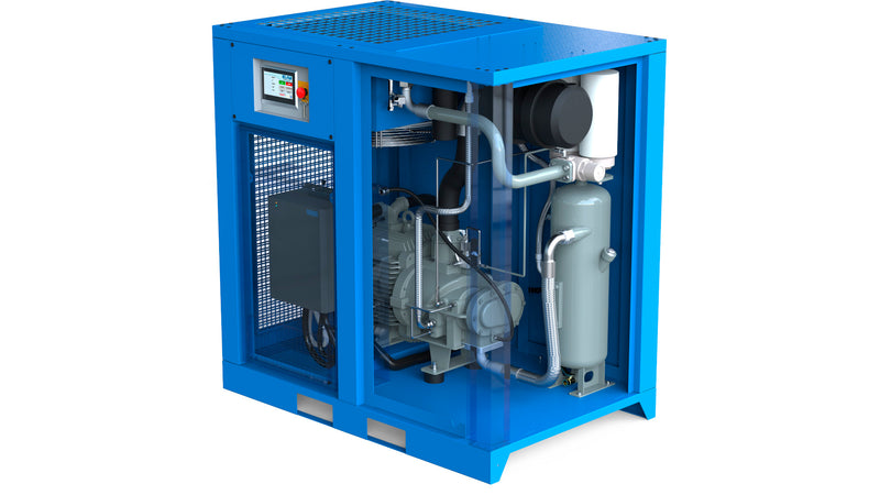 EL-AV ELCD50INV 50 HP rotary screw compressor with open cabinet
