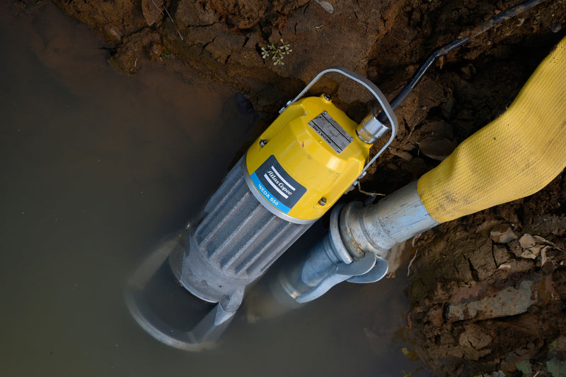 Atlas Copco WEDA S50N Submersible Sludge Pump - in a site dewatering application